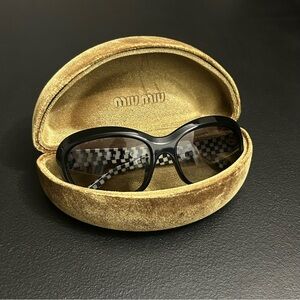 MIU MIU: Vintage Oversized Black/White Checkered Sunglasses SMU03L